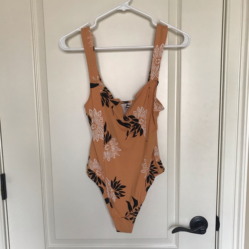 Yellow floral body suit